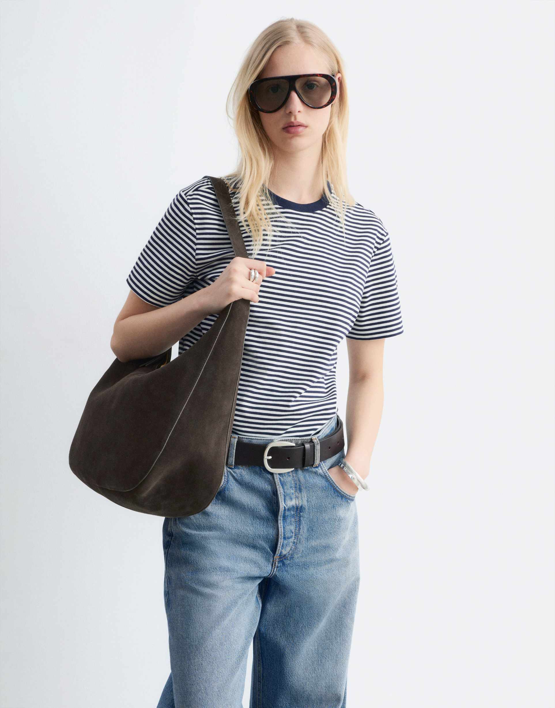 & other stories relaxed short sleeve t-shirt in navy stripe