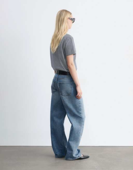 & Other Stories relaxed short sleeve T-shirt in navy stripe, 3 of 4