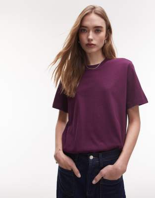 & Other Stories relaxed short sleeve T-shirt in plum burgundy-Purple