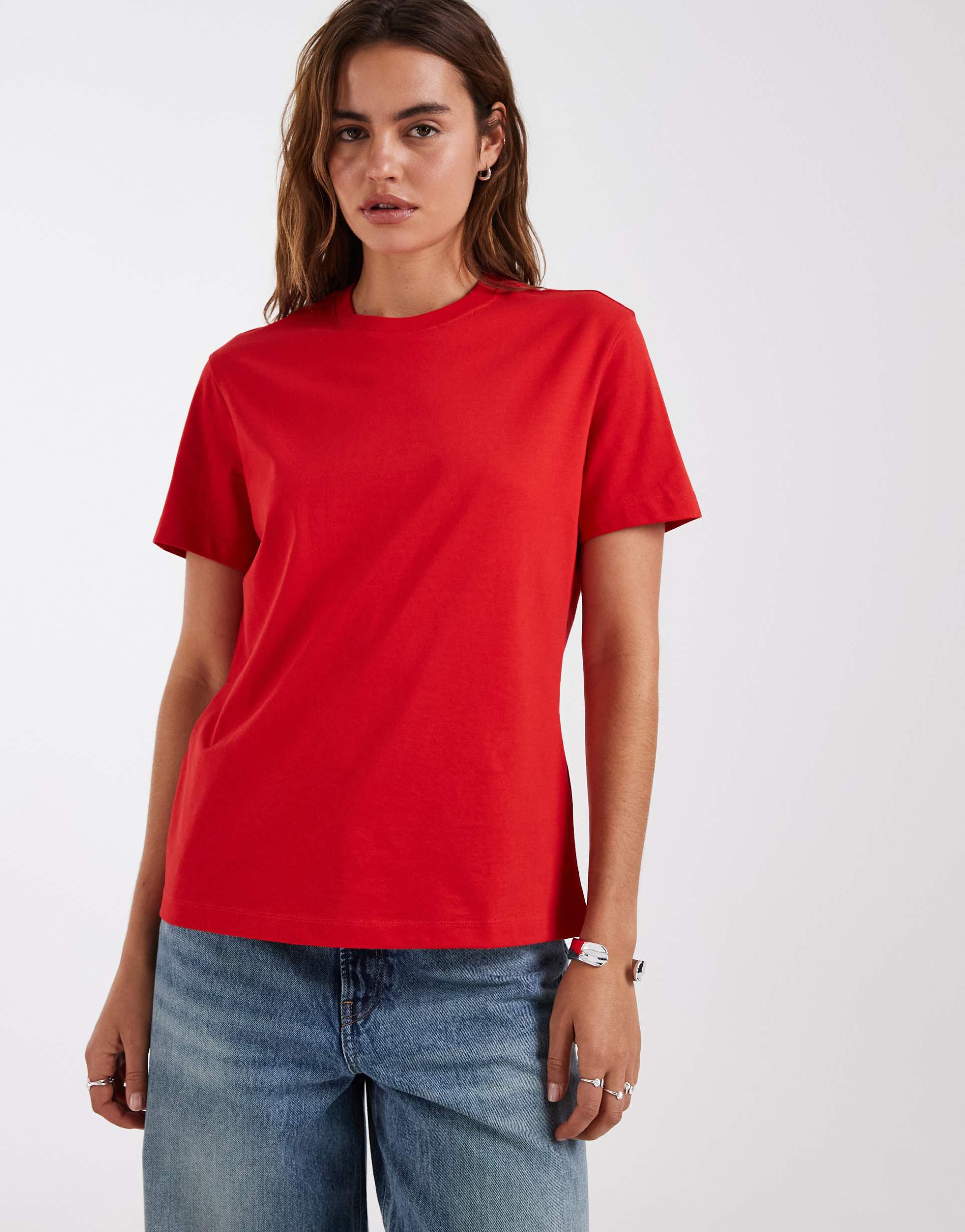 & other stories relaxed short sleeve t-shirt in red