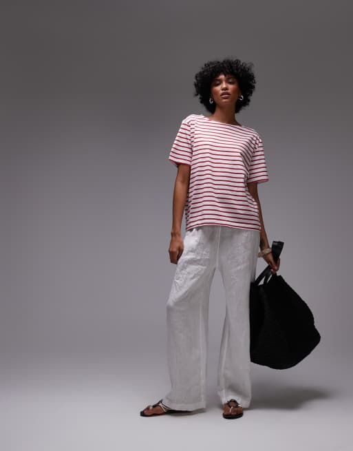 & Other Stories relaxed short sleeve t-shirt top in red and white stripes, 2 of 4