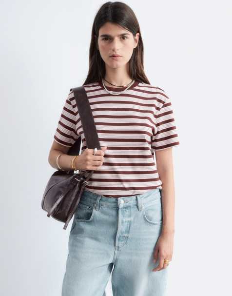 & Other Stories relaxed short sleeved t-shirt in brown stripe - view 1