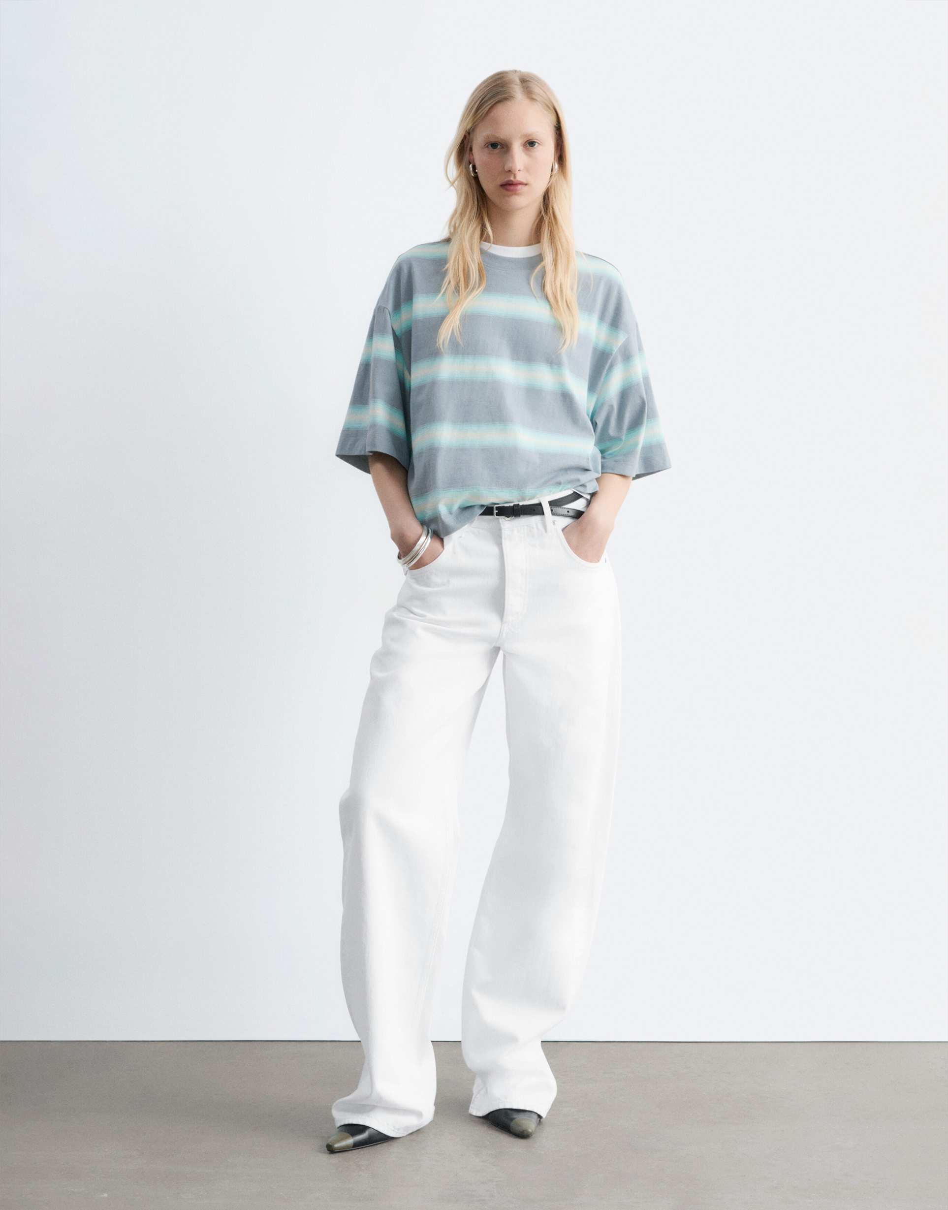 & other stories relaxed t-shirt in aqua stripes
