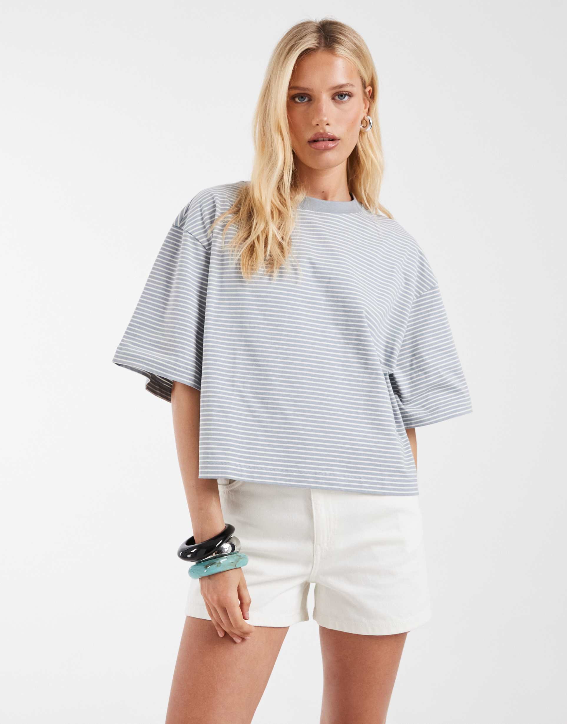 & other stories relaxed t-shirt in gray stripe