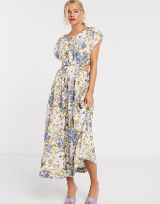 full flower cut out midi dress