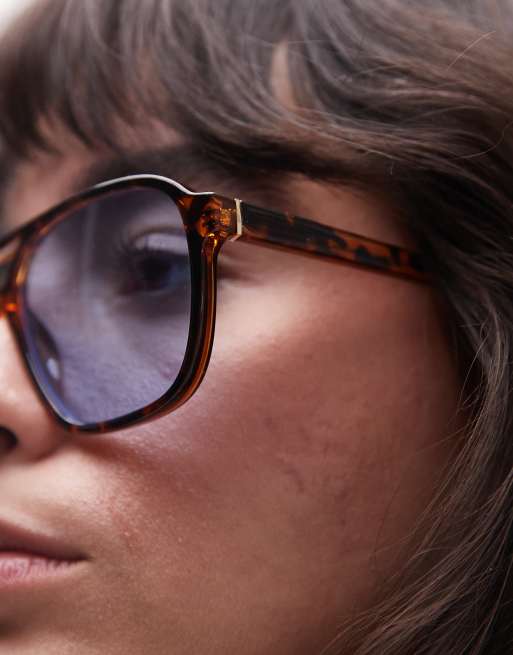 & Other Stories – Retro-Pilotensonnenbrille in brauner Schildpattoptik mit blauen Gläsern, 2 von 3