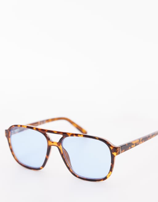 & Other Stories – Retro-Pilotensonnenbrille in brauner Schildpattoptik mit blauen Gläsern, 3 von 3