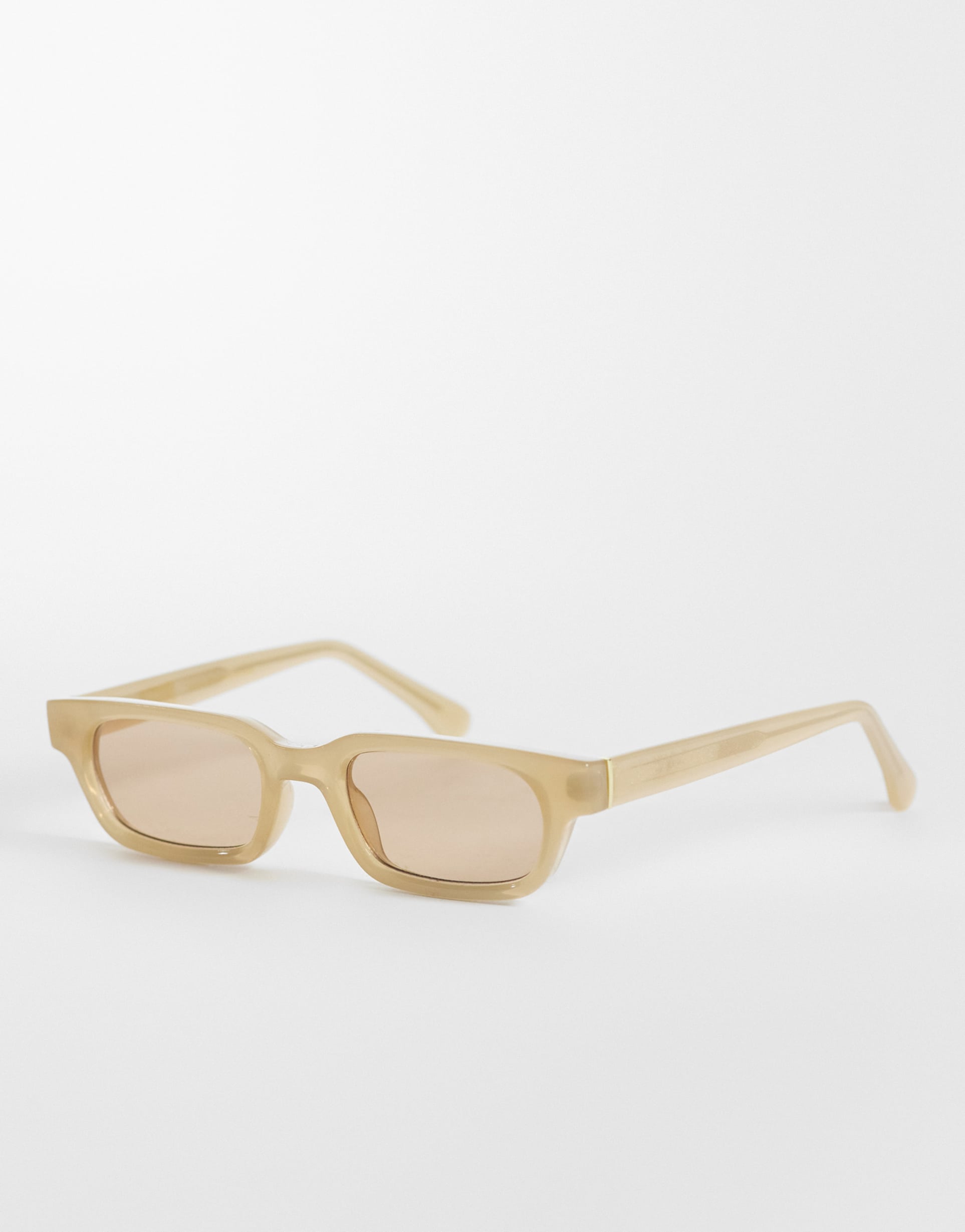 & other stories retro rectangle sunglasses in light yellow with linen pouch case