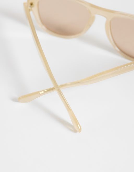 & Other Stories retro round sunglasses in light yellow with linen pouch case, 3 of 3