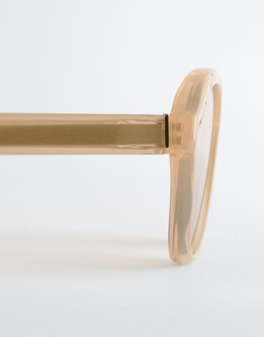 & Other Stories retro round sunglasses in light yellow with  display picture 1
