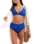 [Other Stories] & Other Stories rib deep band triangle bikini top in blue exclusive to ASOS 34 Blue