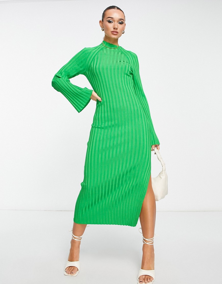 & Other Stories rib knitted midi dress in green