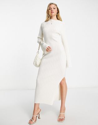 & Other Stories rib knitted midi dress in white | ASOS