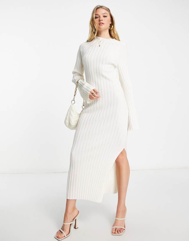 & Other Stories rib knitted midi dress in white