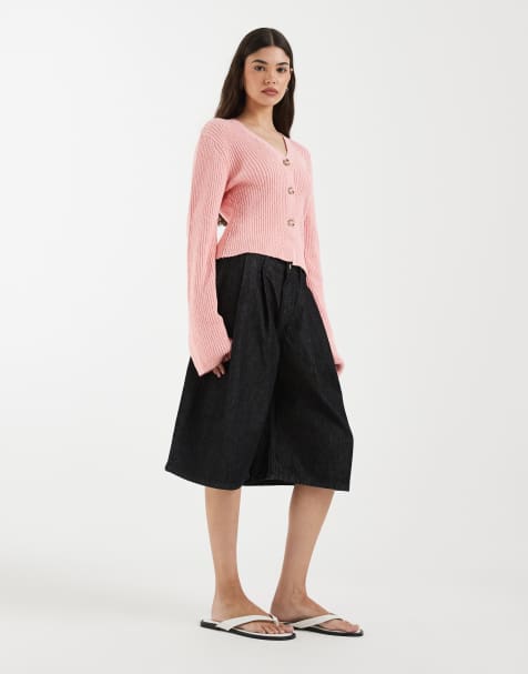 & Other Stories ribbed fitted cardigan in pink  - view 1