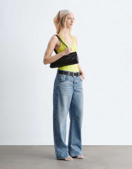 & Other Stories ribbed jersey halterneck bodysuit in yellow, 4 of 4