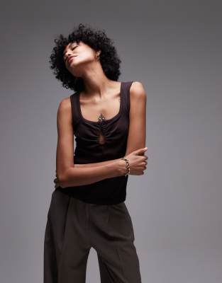 & Other Stories Ribbed Jersey Sleeveless Top In Brown