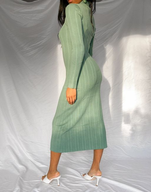  Other Stories rib knitted midi dress in green