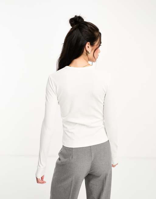  Other Stories ribbed long sleeve top in white