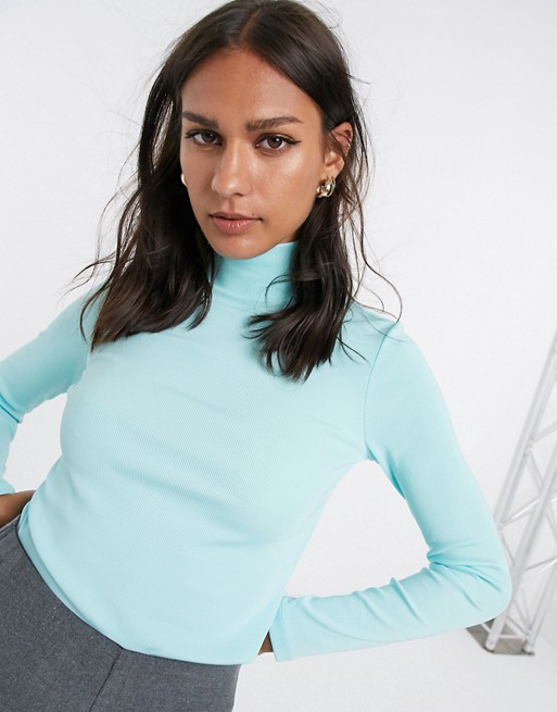 & Other Stories ribbed rollneck in turquoise