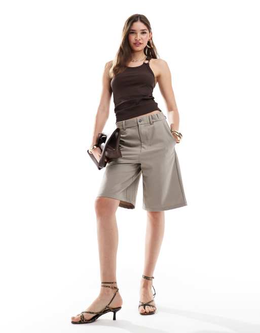 & Other Stories ribbed singlet top in brown with metallic ring detail, 3 of 4