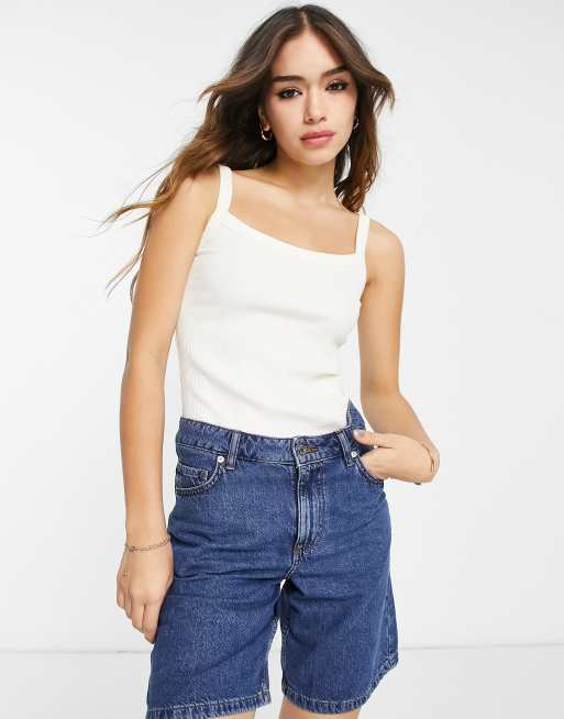 & Other Stories ribbed singlet top in white