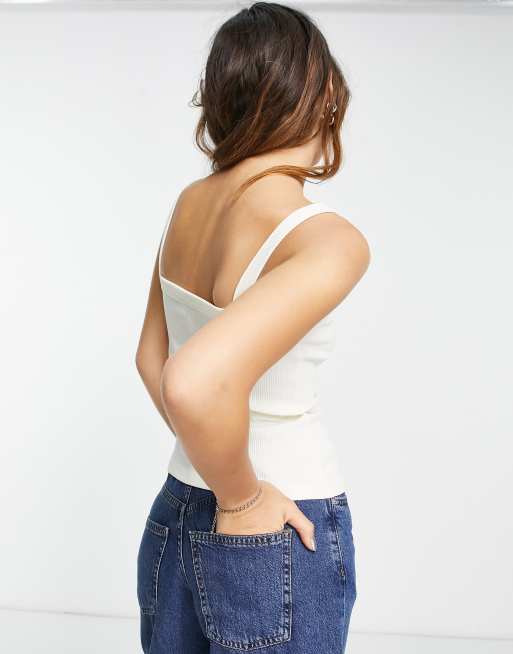 & Other Stories ribbed singlet top in white, 2 of 4