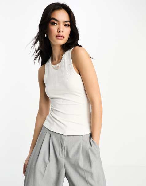 & Other Stories ribbed singlet top in white - view 1