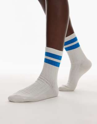 & Other Stories Ribbed Socks With Blue Contrast Cuffs