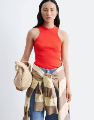 & Other Stories Ribbed Vest Top In Orange