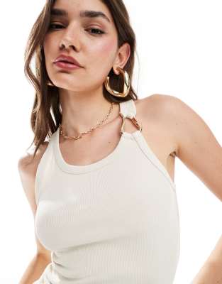 Off-White Ribbed Vest Top