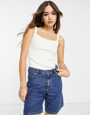 & Other Stories ribbed vest top in white