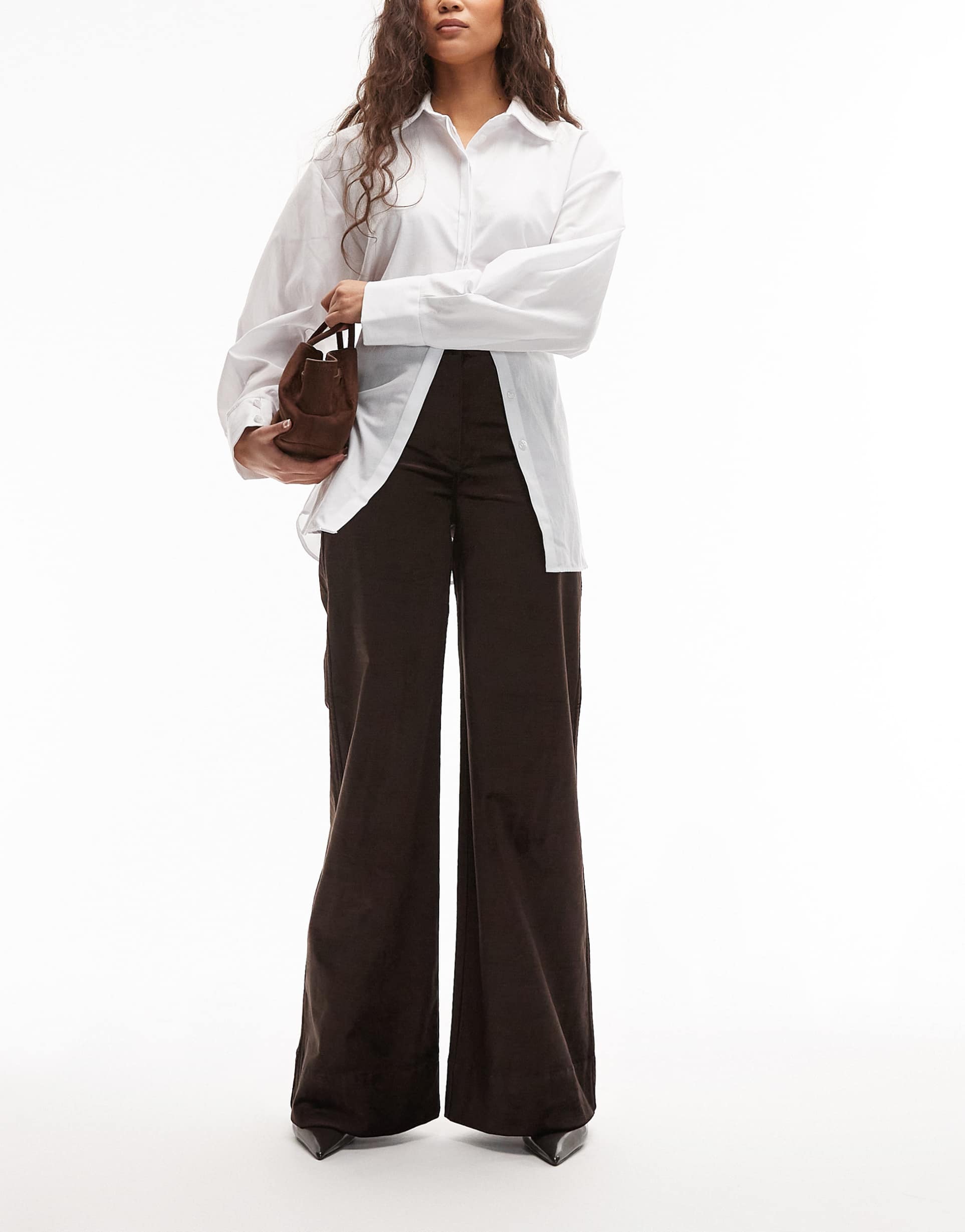 & other stories rich cotton flared velvet pants in dark brown