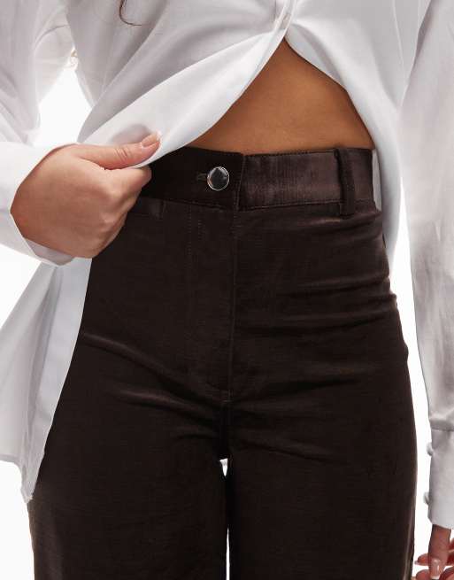 & Other Stories rich cotton flared velvet pants in dark brown, 4 of 5