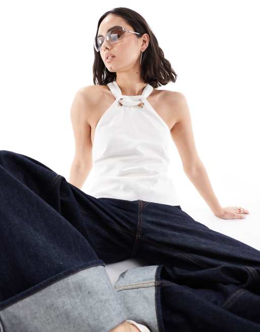 & Other Stories rimless rectangle sunglasses in ombre white, 4 of 4