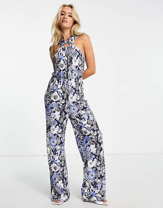 & Other Stories - ring detail wide leg jumpsuit in print