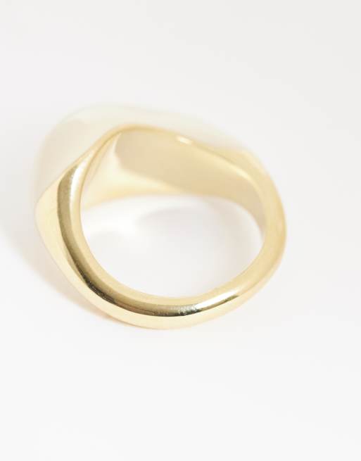 & Other Stories ring with a large oval cream stone in gold, 3 of 3