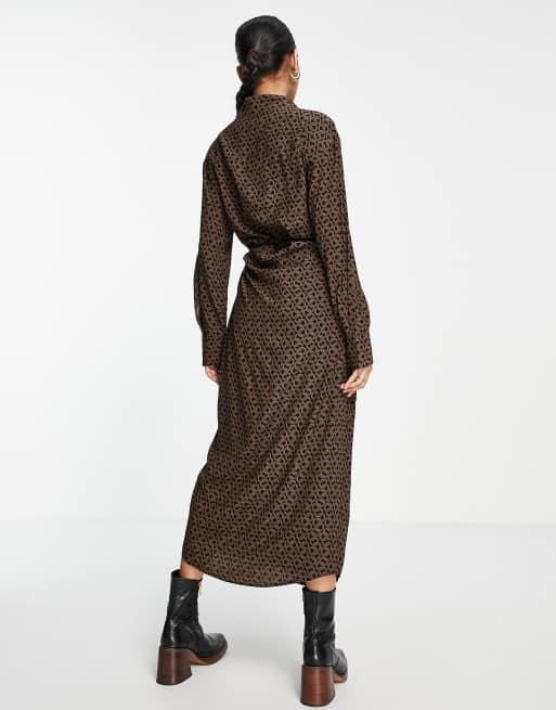 Other Stories Robe chemise mi longue a imprime chaine Noir ASOS