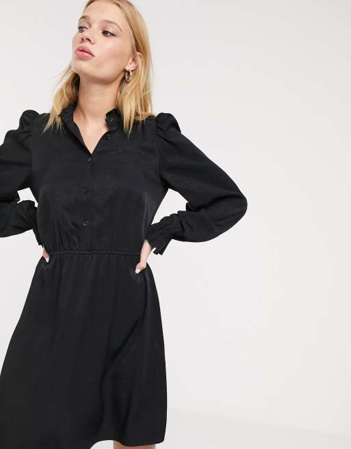 & Other Stories Robe courte avec col claudine Noir ASOS