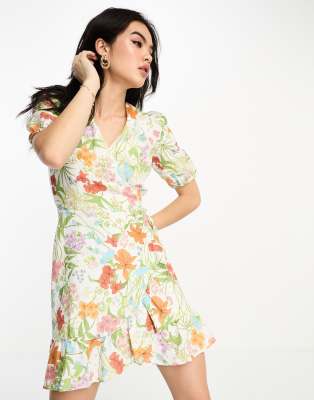 & Other Stories - Robe courte en lin à imprimé fleuri - Multicolore