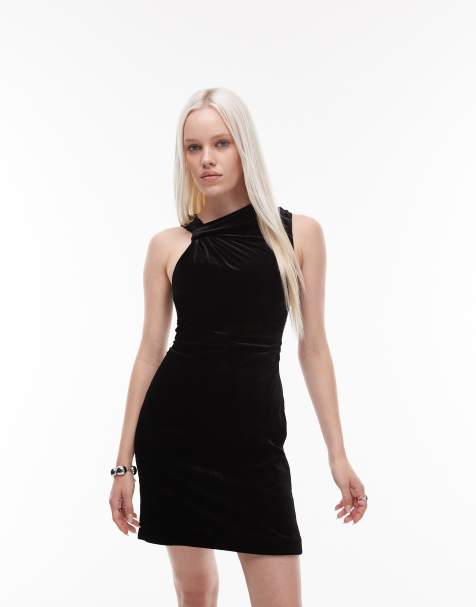 & Other Stories - Robe courte en velours avec encolure asymétrique et froncée - Noir - view 1