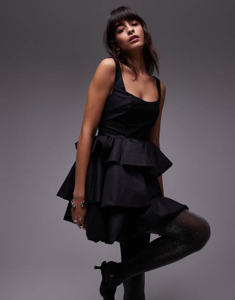 & Other Stories - Robe courte et bouffante à volants étagés - Noir - view 1