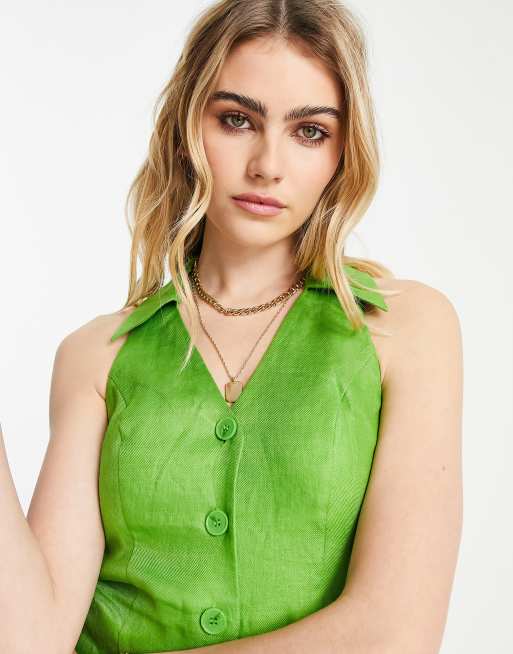 & Other Stories - Robe dos nu courte en lin - Vert, 3 de 4