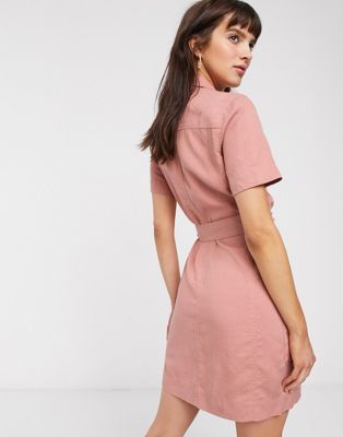 Femme & Other Stories - Robe fonctionnelle courte à poches multiples - Vieux rose