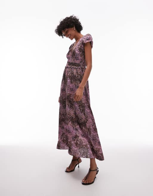 & Other Stories - Robe longue à imprimé abstrait avec ourlet à volants étagés et manches volantées