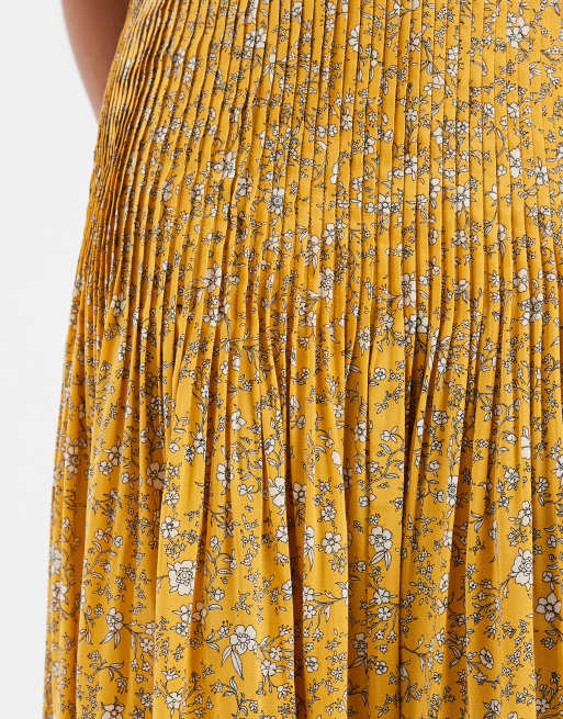 & Other Stories - Robe longue à imprimé avec jupe plissée à taille basse - Jaune, 3 de 4
