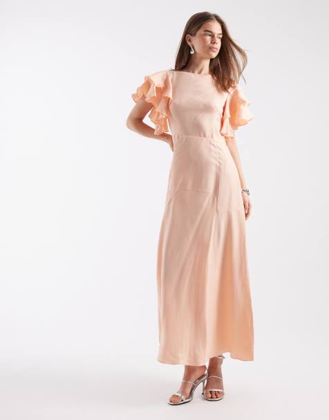 & Other Stories - Robe longue à manches volantées - Orange clair - view 1