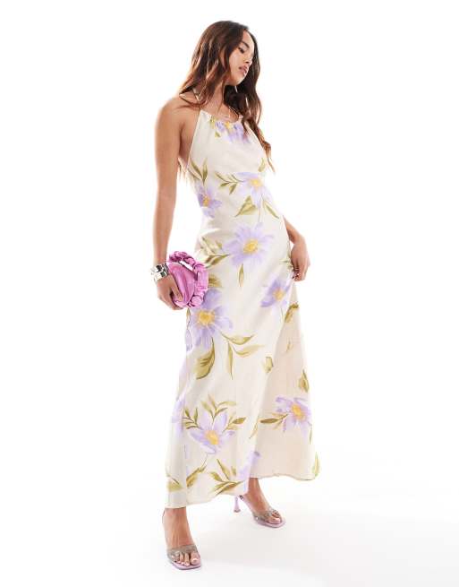 & Other Stories - Robe longue dos nu à encolure froncée - Imprimé fleurs