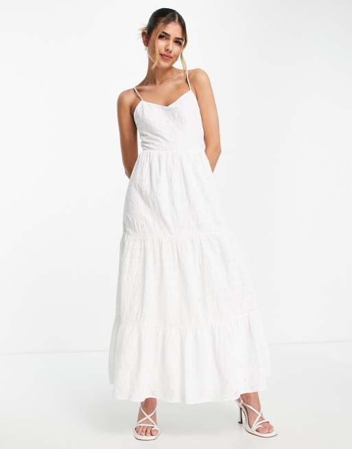 & Other Stories - Robe longue étagée à broderies - Blanc