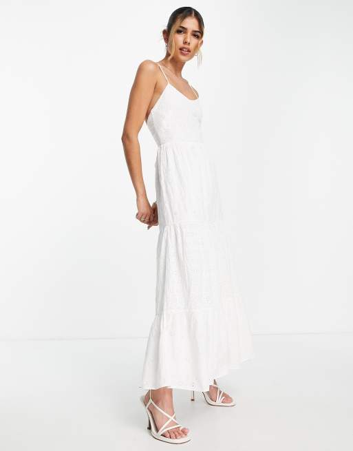 & Other Stories - Robe longue étagée à broderies - Blanc, 4 de 4